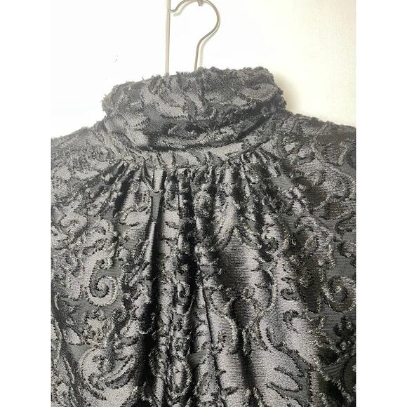 Badgley Mischka Formal Long Sleeve Dress Velvet Burnout Mock Neck Cocktail Sz8 - Picture 3 of 15